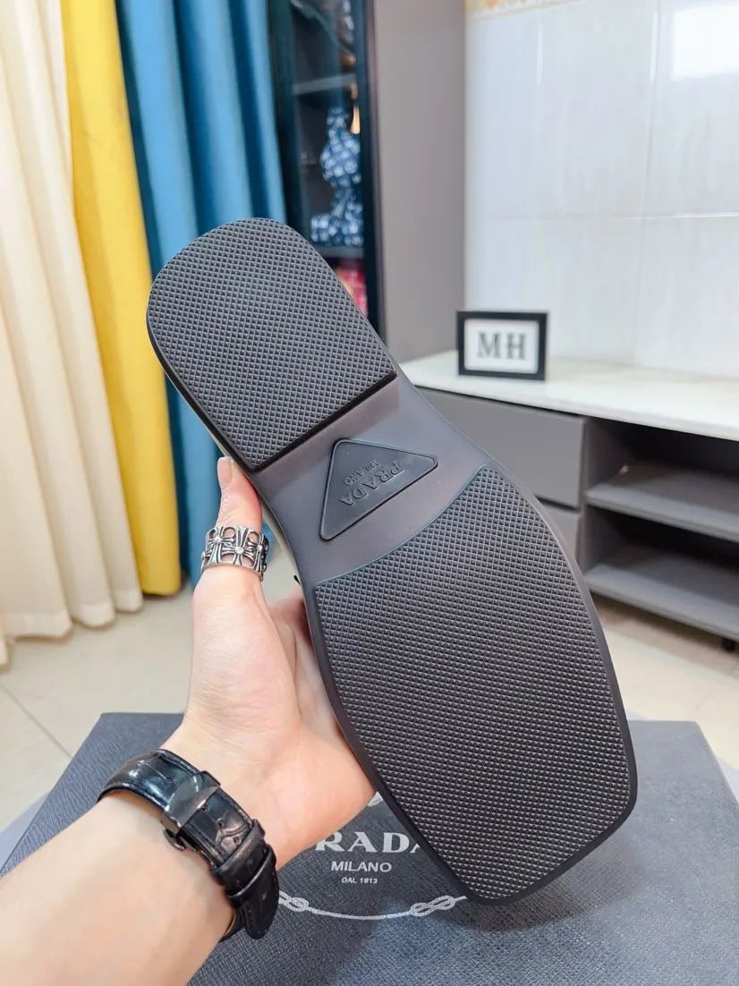 Men's shoes 💰540🌹🌹【PRADA Leather Shoes】Top purchasing agency Original imported Italian custom-made open-edge beaded cowhide leather surface, fully imported water-dyed breathable cowhide lining, original factory special molded sole super comfortable, size: 38-44